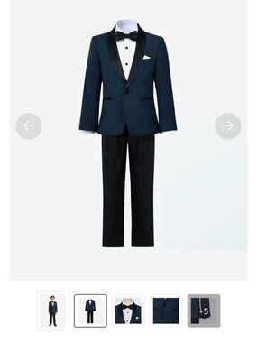 Classic Navy and Black Shawl Lapel Tuxedo for Kids